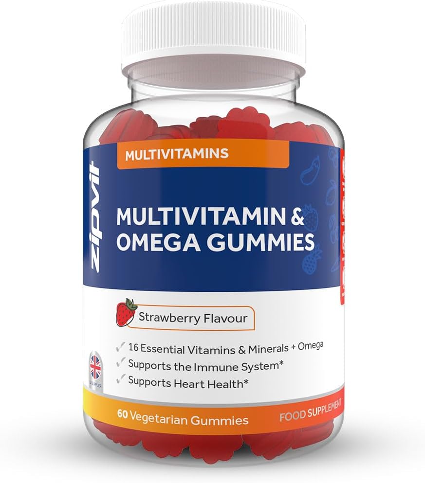 Zipvit Multivitamin & Omega Gummies for Men & Women, 16 Essential Vitamins, 60 V...