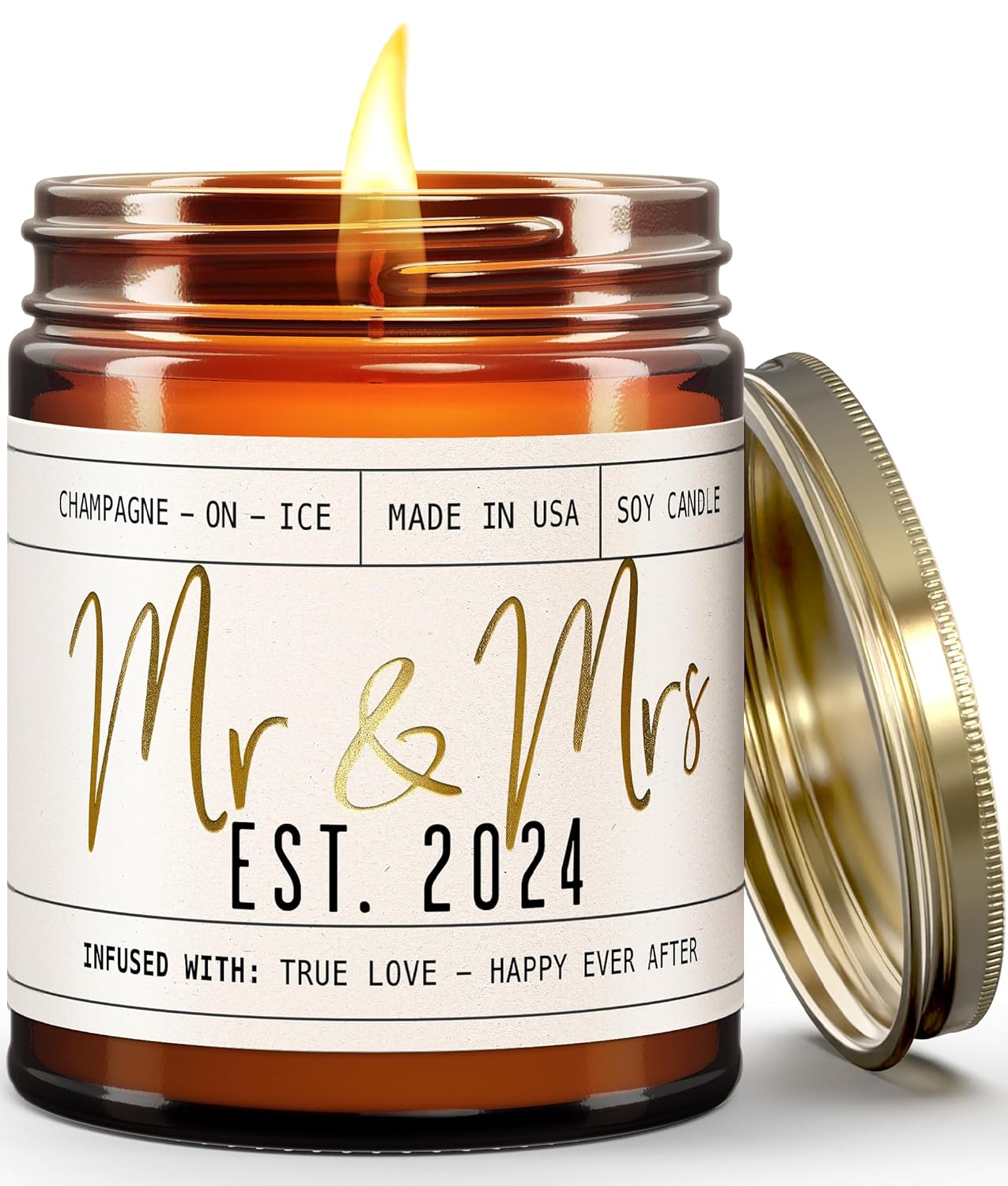 Wedding Gifts for Couples 2024, Mr and Mrs Gifts - 'Mr & Mrs Est. 2024' Candle,...