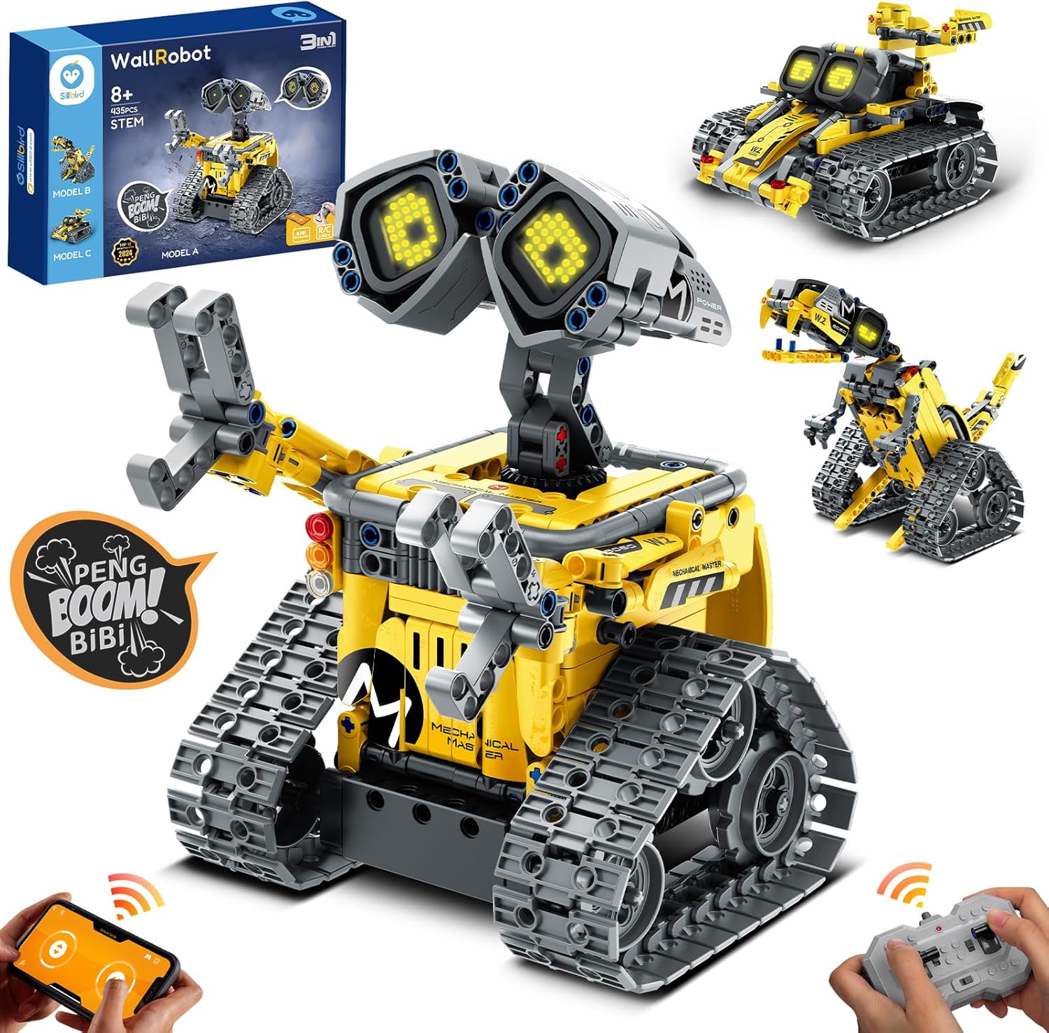 Sillbird STEM Robot Building Toys for Boys Ages 8-13, Remote & App Controlled 3-...
