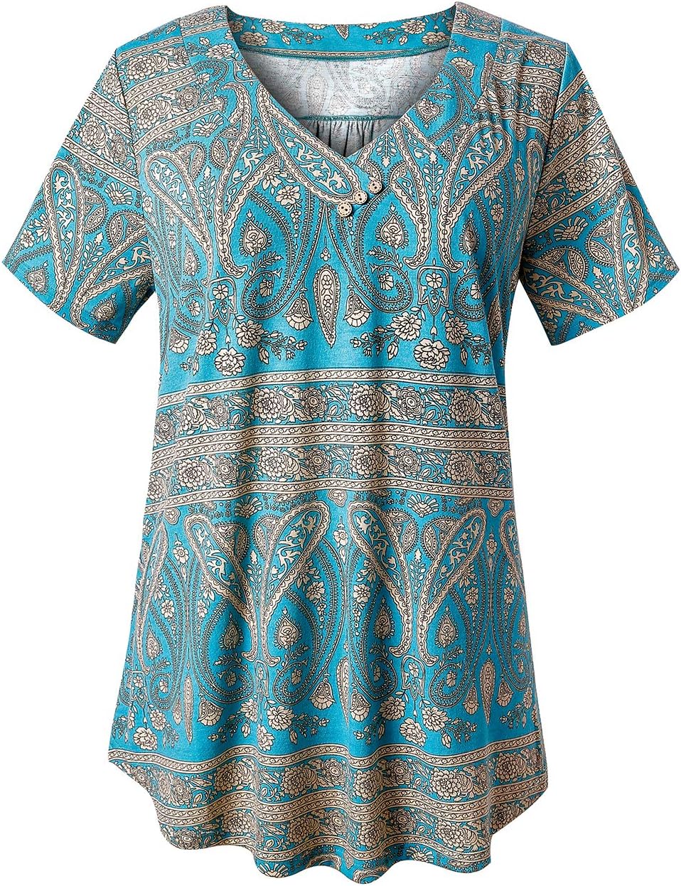 U.Vomade Women's Plus Size Tops Short Sleeve Blouses Flowy Summer Tunic Tops M-4...