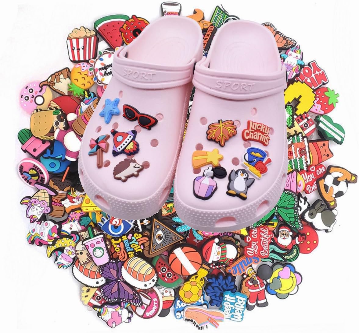 JelKen Lot of 30/50 PCS Random Unisex-Adult Shoe Charms for Croc Charms, Cute an...
