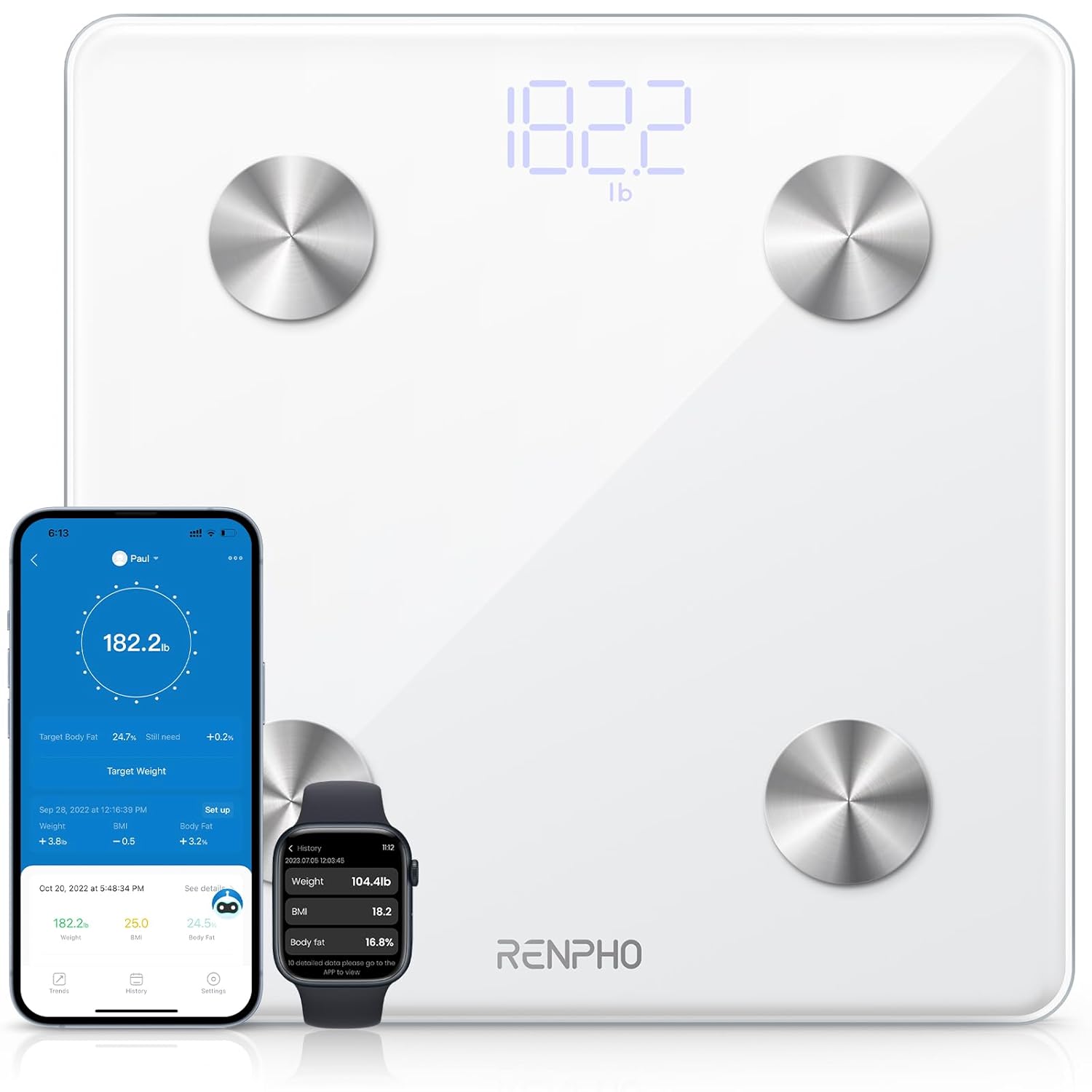 RENPHO Smart Scale, Digital Bathroom Scale for Weight, Scale with BMI, Body Fat,...