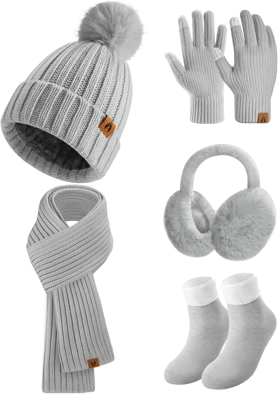 heekpek Hat and Scarf Set for Women 5 PCS Winter Set Knitted Beanie Hat Earmuffs...