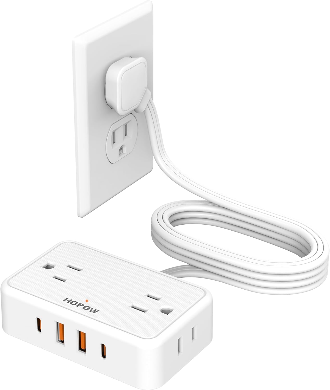 Flat Plug Extension Cord, Special Ultra Thin Power Strip with 4 AC Wide Spaced O...