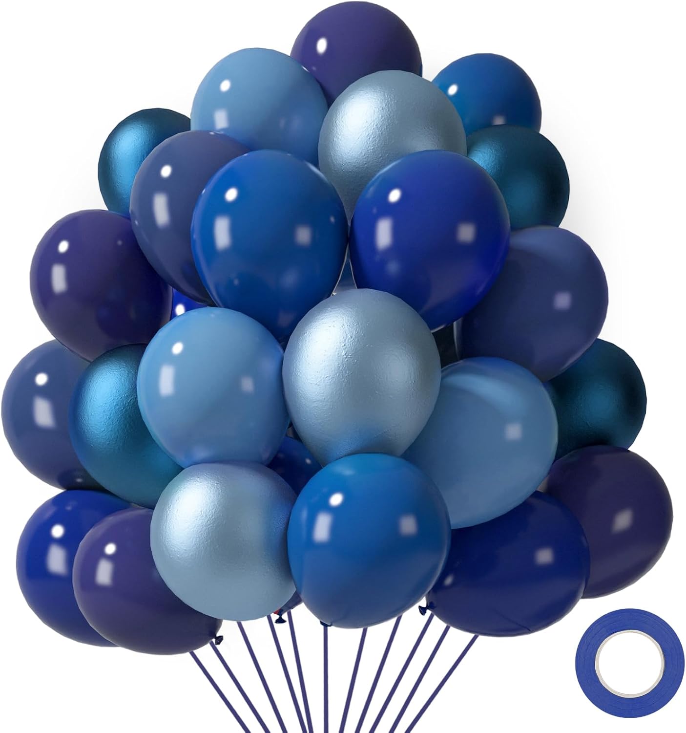 LovesTown 140PCS Blue Balloons Set, 12" Party Balloons Large Latex Balloons Garl...