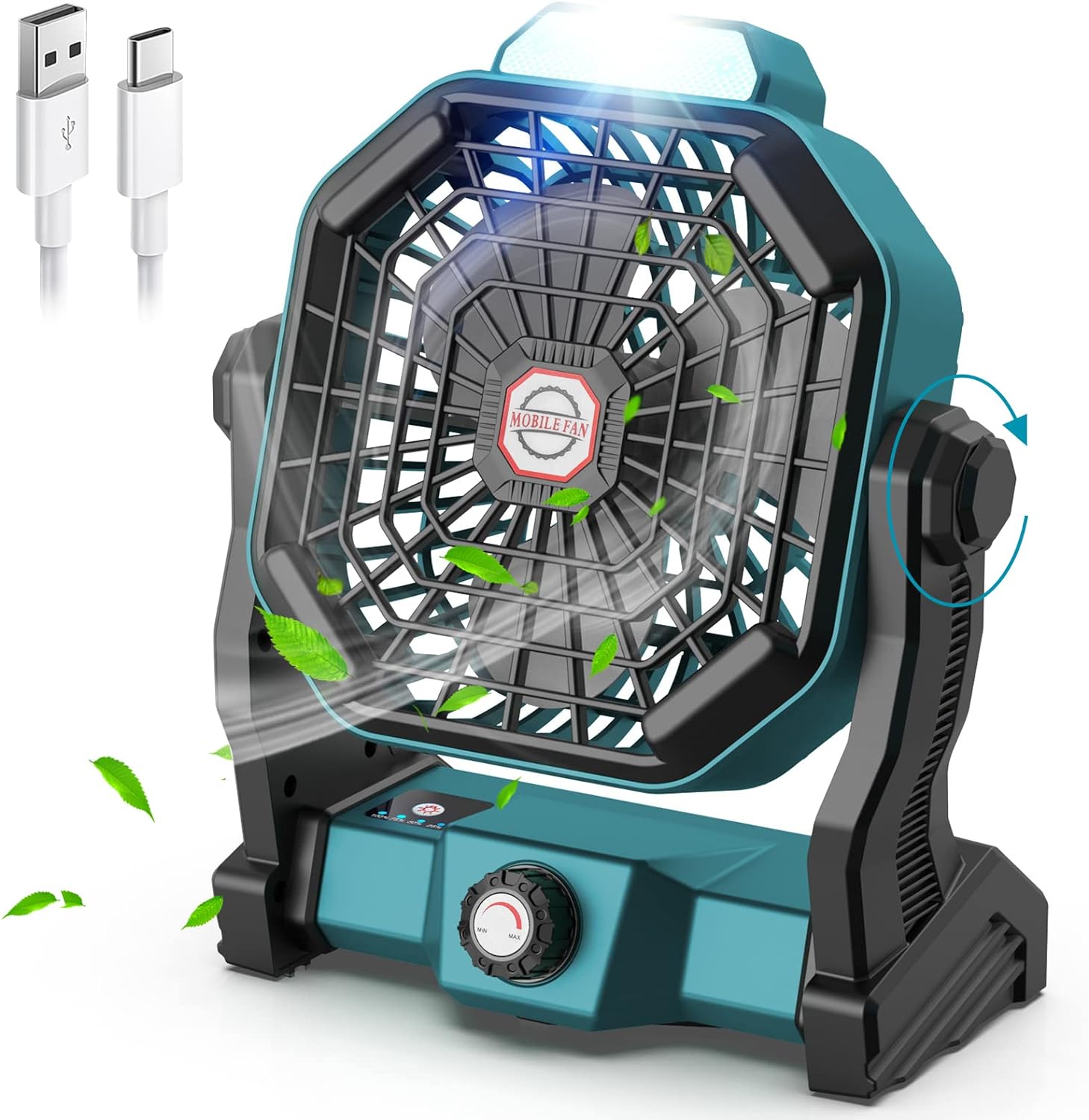 CONBOLA Portable Battery Operated Fan with LED Lantern, 10400mAh Outdoor Small R...
