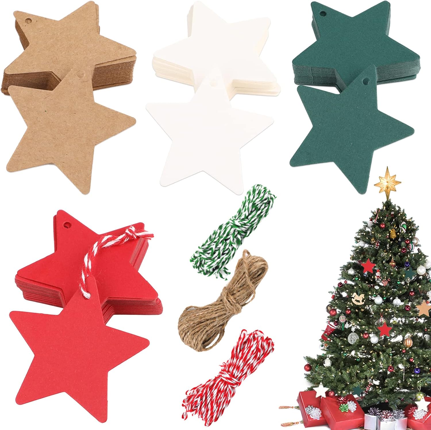 160 Pcs Gift Tags, Star Luggage Tags, Xmas Gift Tags with String, Present Tags,...