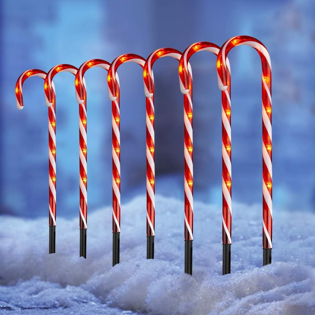 Vanthylit Outdoor Christmas Decoration 8PK Candy Cane Lights with 64 LEDs Pathwa...