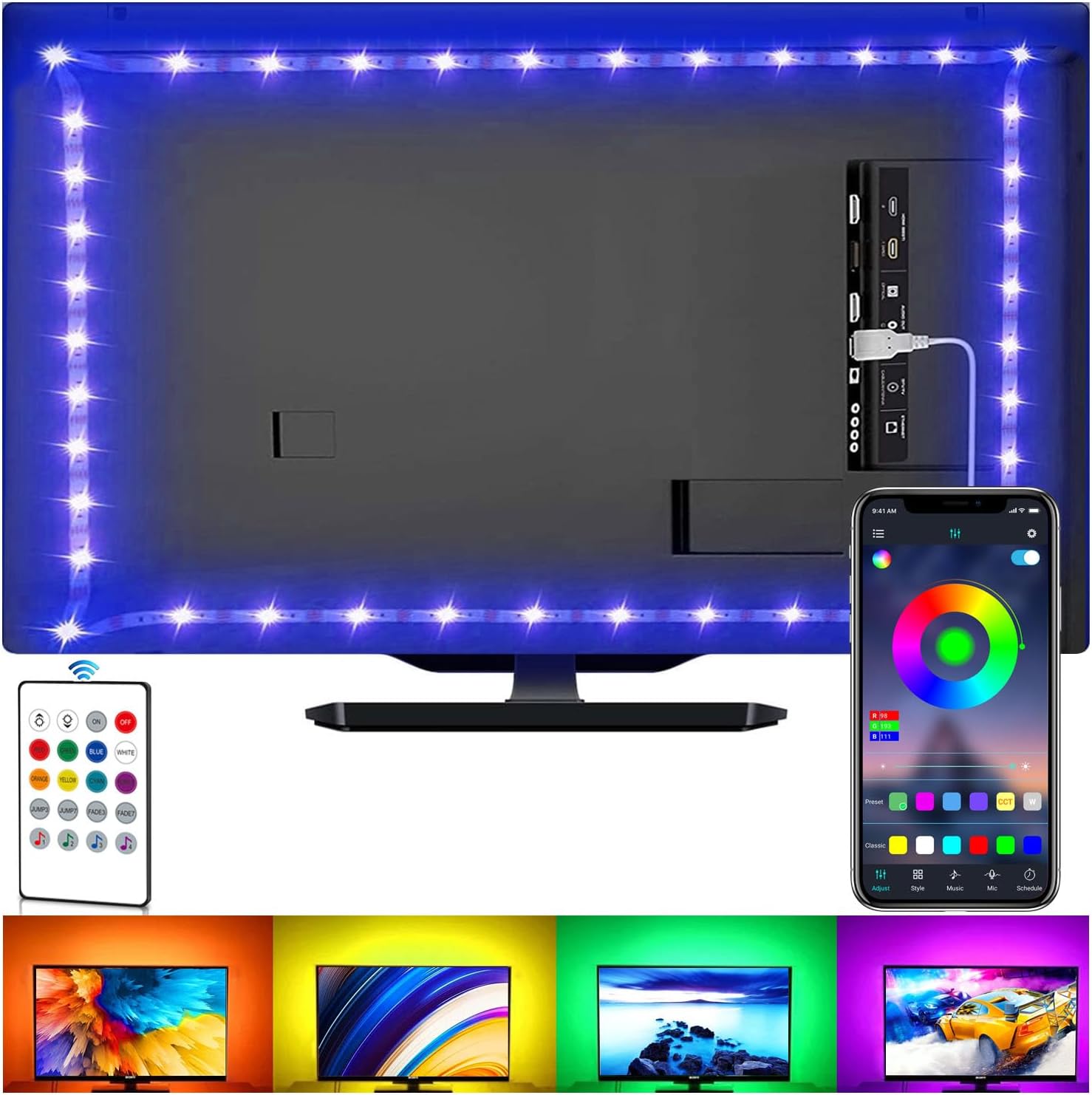 LED Strip Lights for TV, USB TV Backlight Kit with...