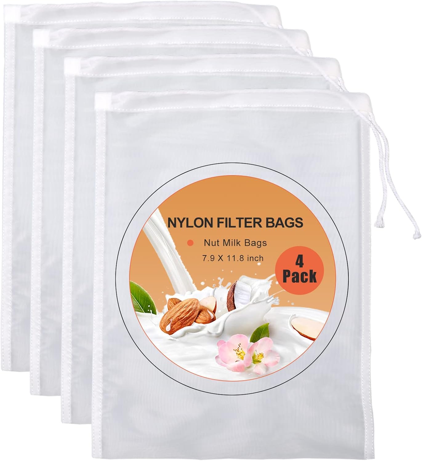 Kimmama 4 Pack Nut Milk Bag, Special Food Grade Nylon Nut Bag Strainer, High-Qua...