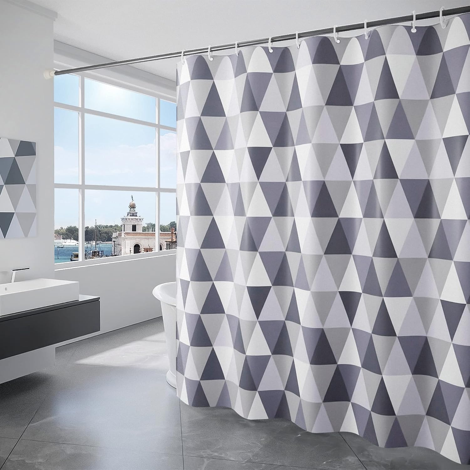 TRUSTLIFE Shower Curtains Mould Proof Resistant, Shower Curtain with 12 Hooks, W...