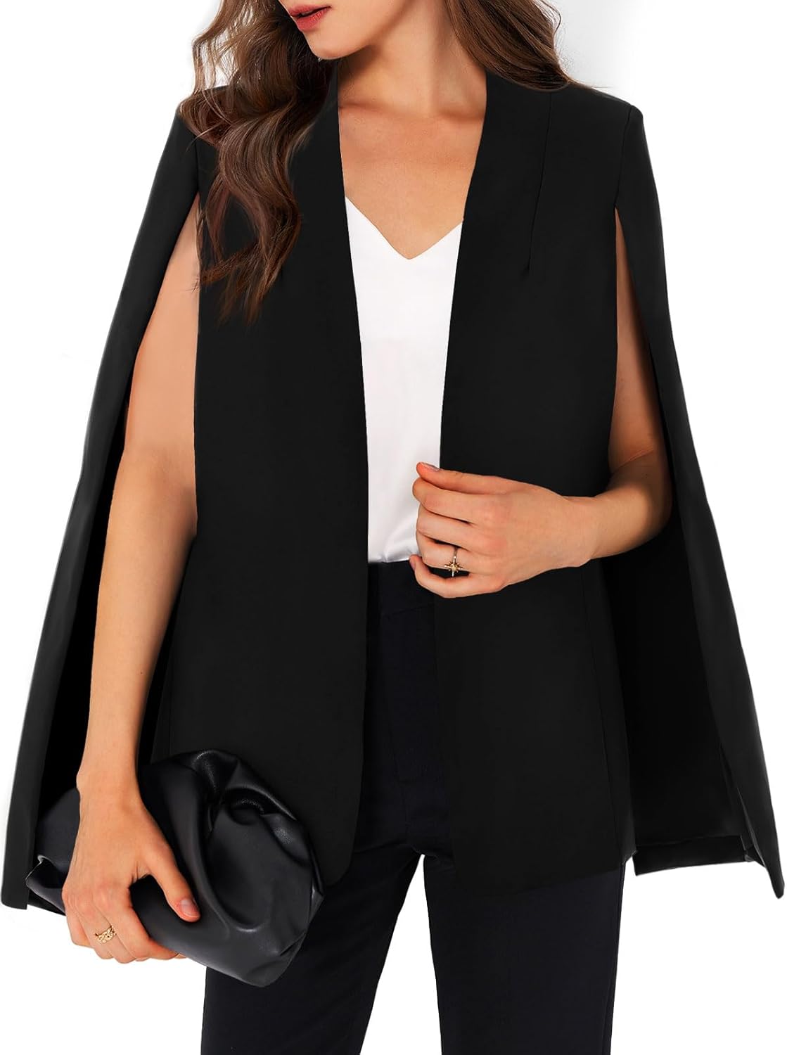 GAMISOTE Womens Cape Blazer Split Sleeve Open Front Casual Jacket Coat Workwear...