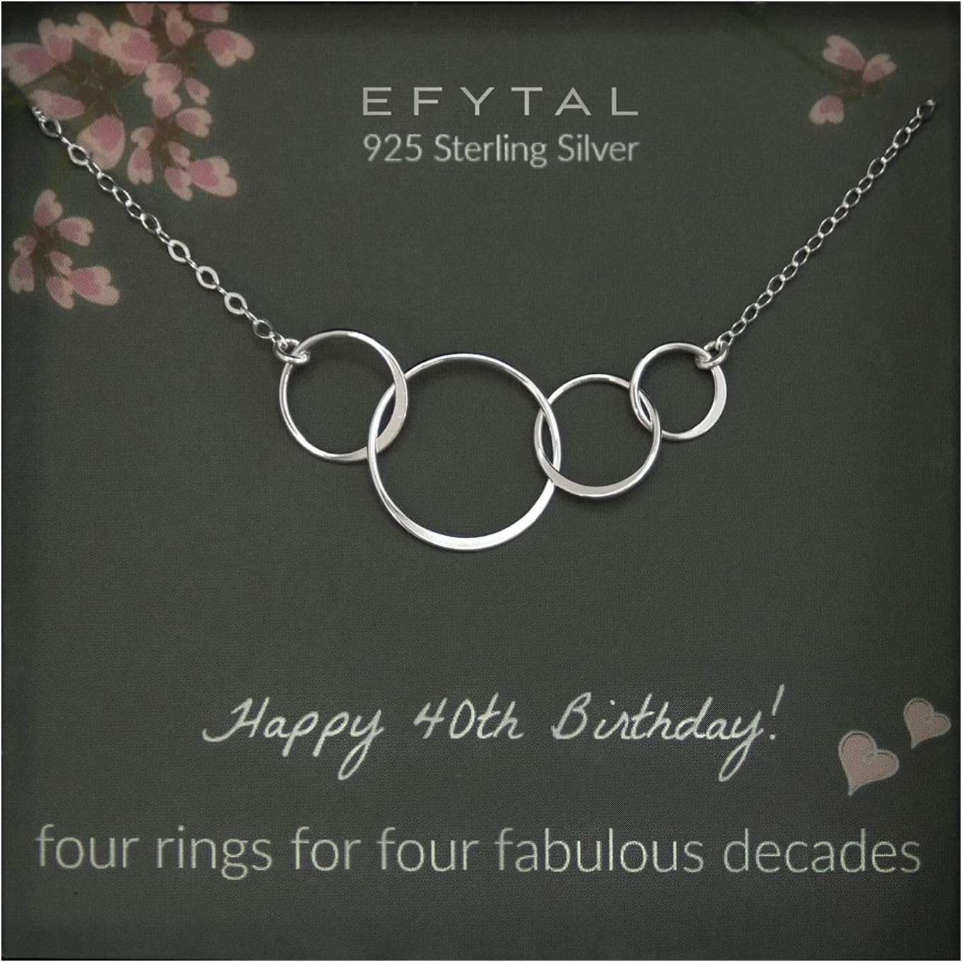 EFYTAL 40th Birthday Gifts Women, Sterling Silver Four Circle Necklace, Gifts fo...