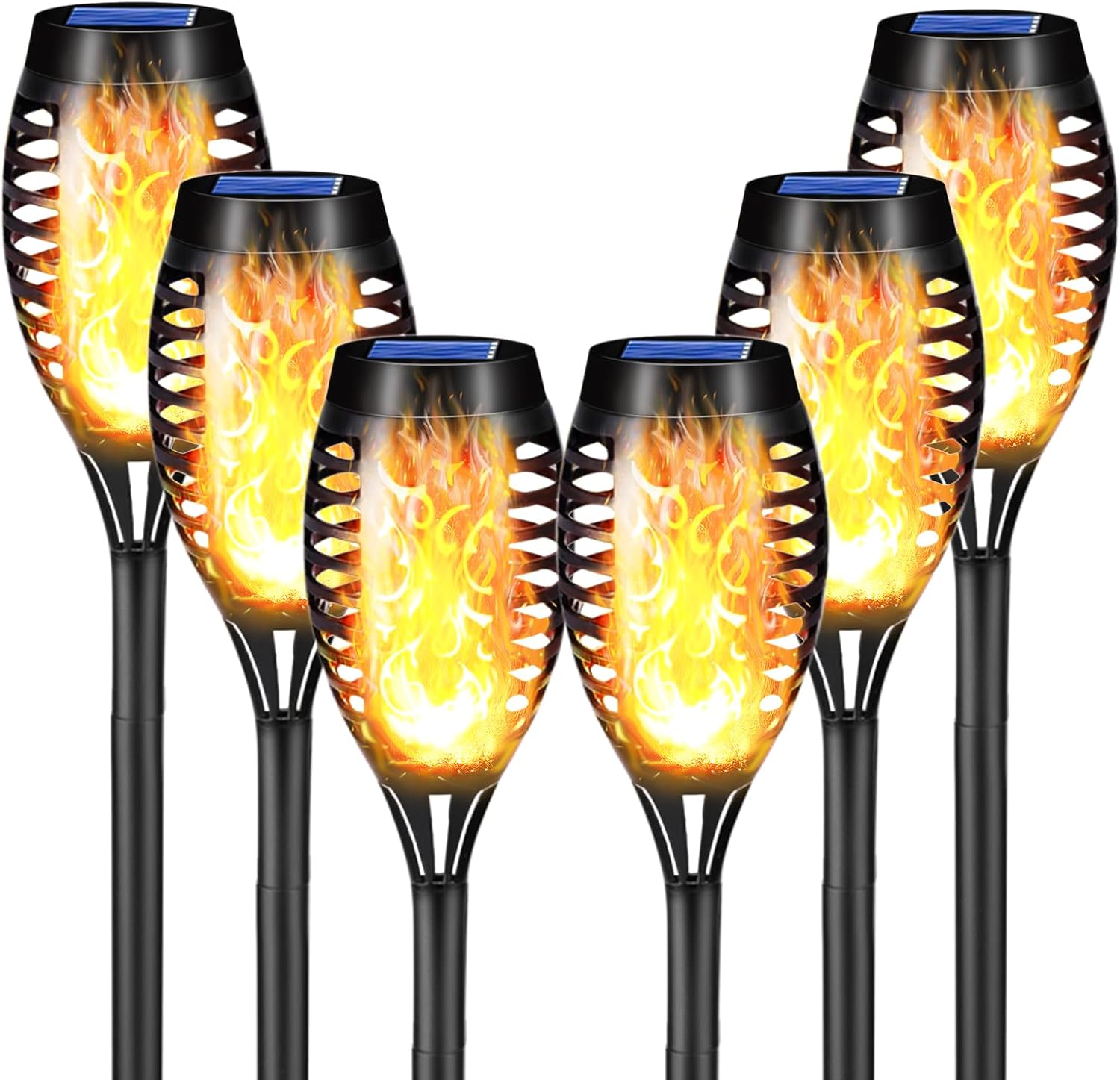 LQWELL Solar Lights Solar Torch Light for Outdoor Garden 6 Pack 12 LED Solar Lam...