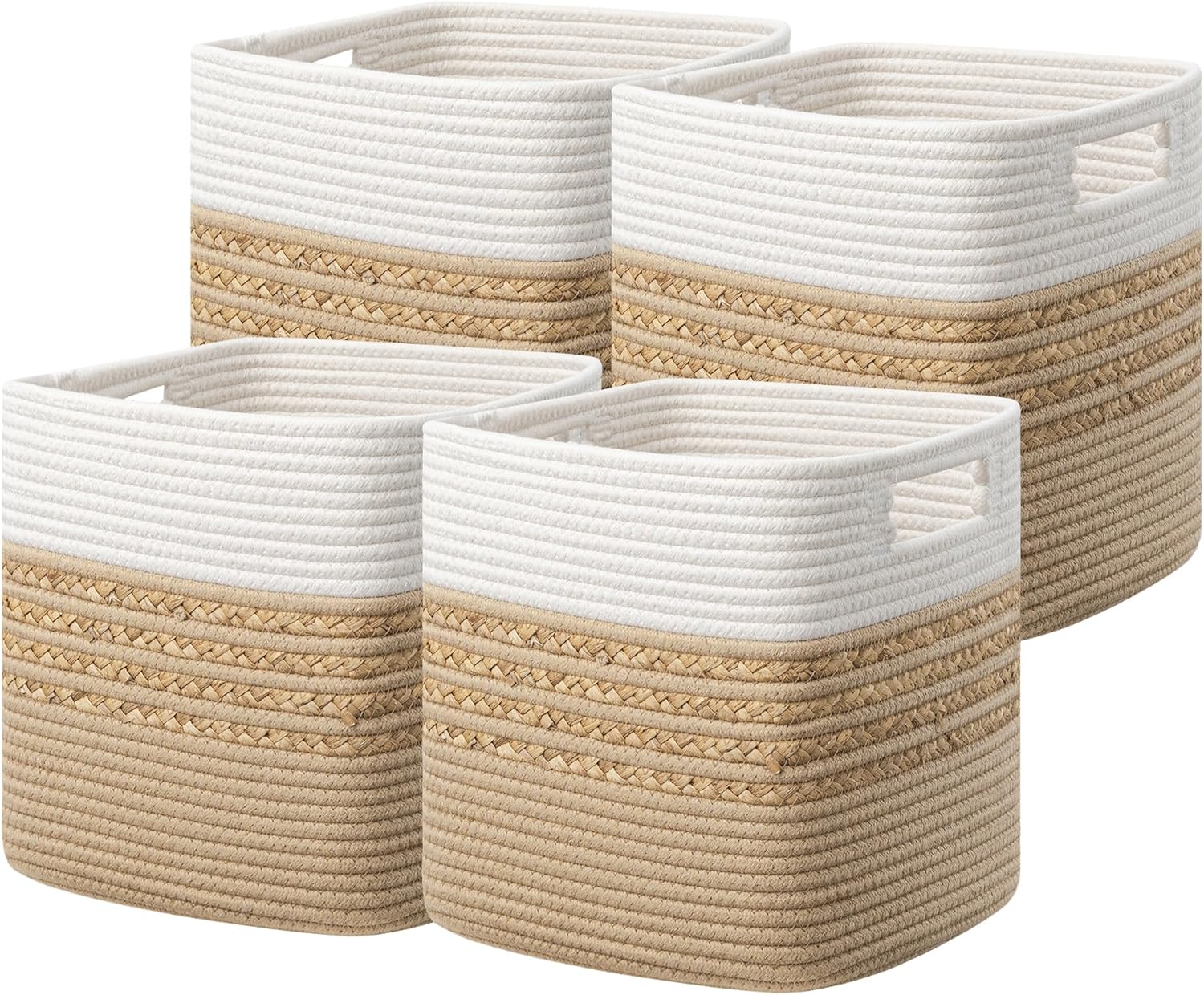 UBBCARE Set of 4 Storage Cubes 11 X 10.5 X 10.5 in, Water Hyacinth Storage Bins...