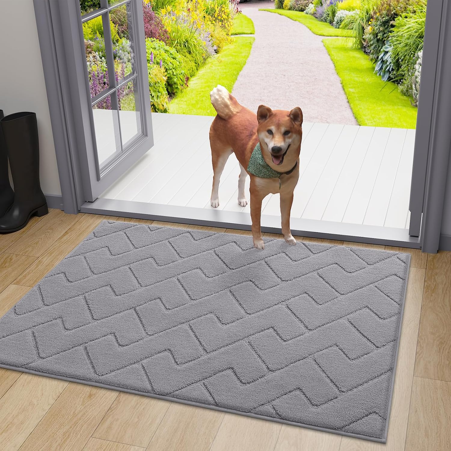 OLANLY Indoor Door Mat, 48x30, Dirt Resistant and Absorbent, Sturdy Non-Slip Rub...