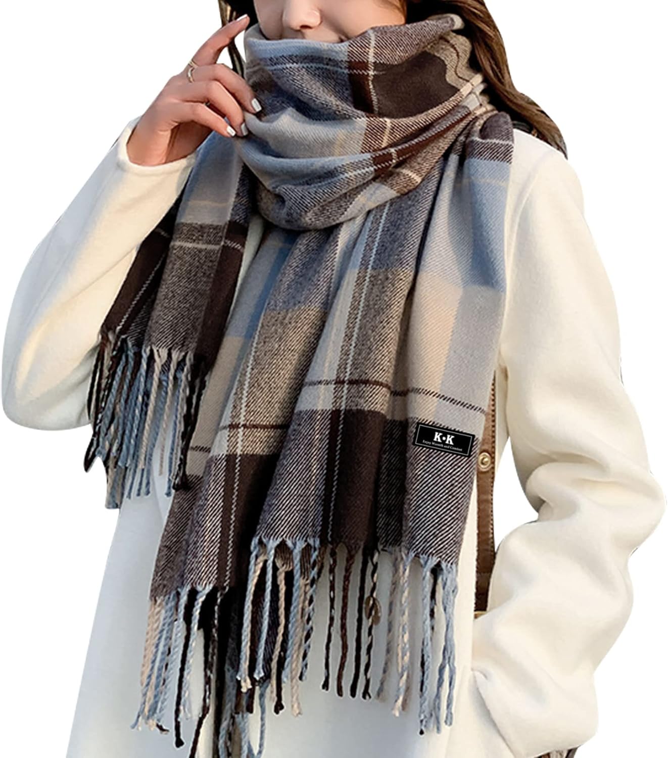 Winter Tartan Scarf - Women Plaid Blanket Scarves Warm Check Wraps British Style...