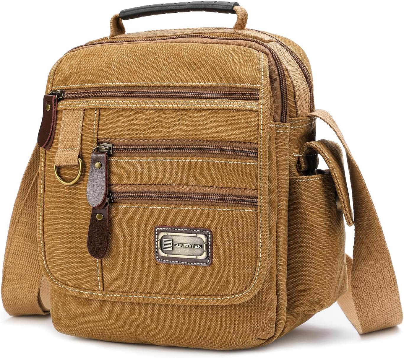 Unique Mens Bag, Innovative Canvas Shoulder Bag, Special Small Messenger Crossbo...