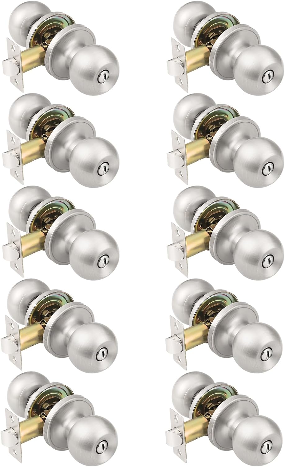 KNOBWELL Interior Door Knobs in Brushed Nickel Finish, Keyless Privacy Door Knob...