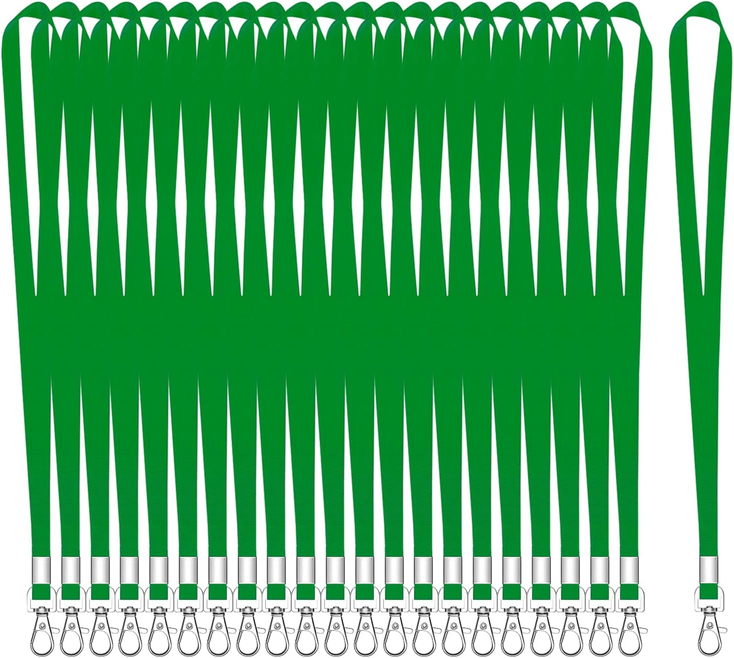 XHDA 100PCS Green Lanyards for Neck, Lanyards for ID Badge, Lanyard with Metal S...