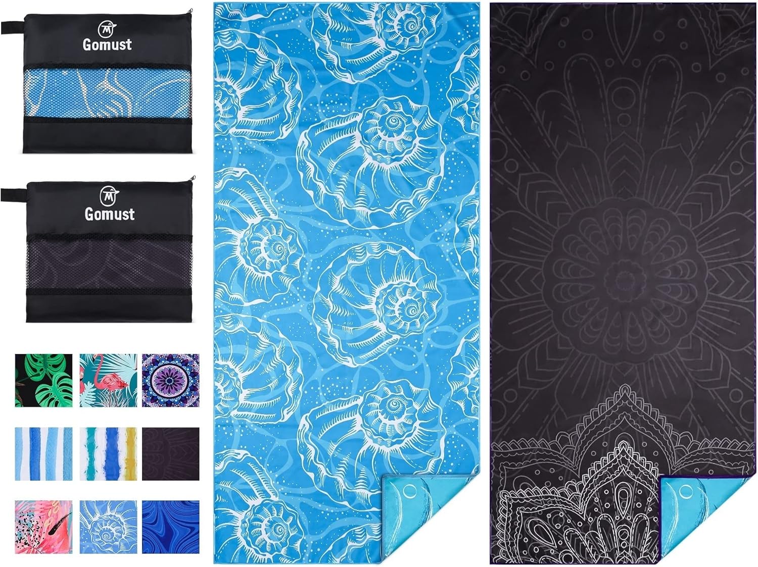 2 Pack Lightweight Thin Beach Towel Oversized 71"x32" Big Extra Large Microfiber...