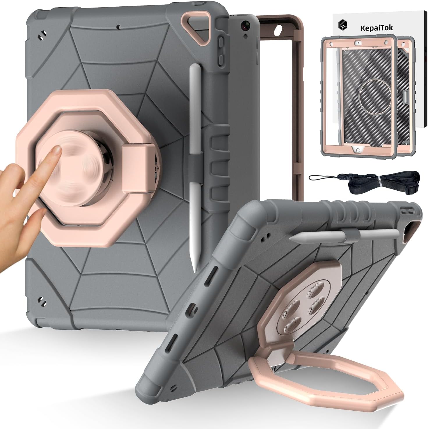 Case for iPad 9th/8th/7th Generation 10.2",360°Rotate Stand Cover with Screen Pr...
