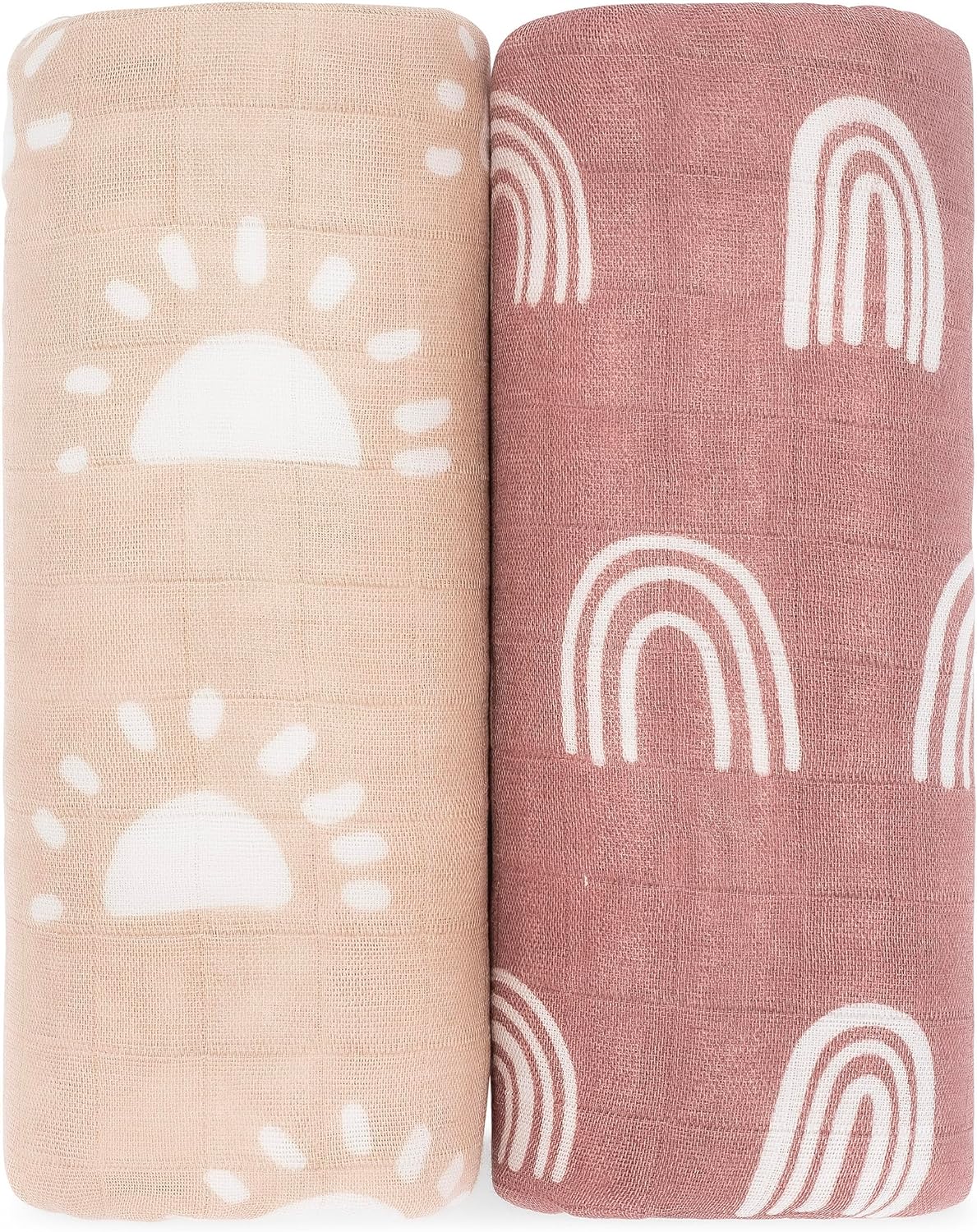 Comfy Cubs 2 Pack Muslin Swaddle Blankets Neutral Receiving Blanket Swaddling, W...