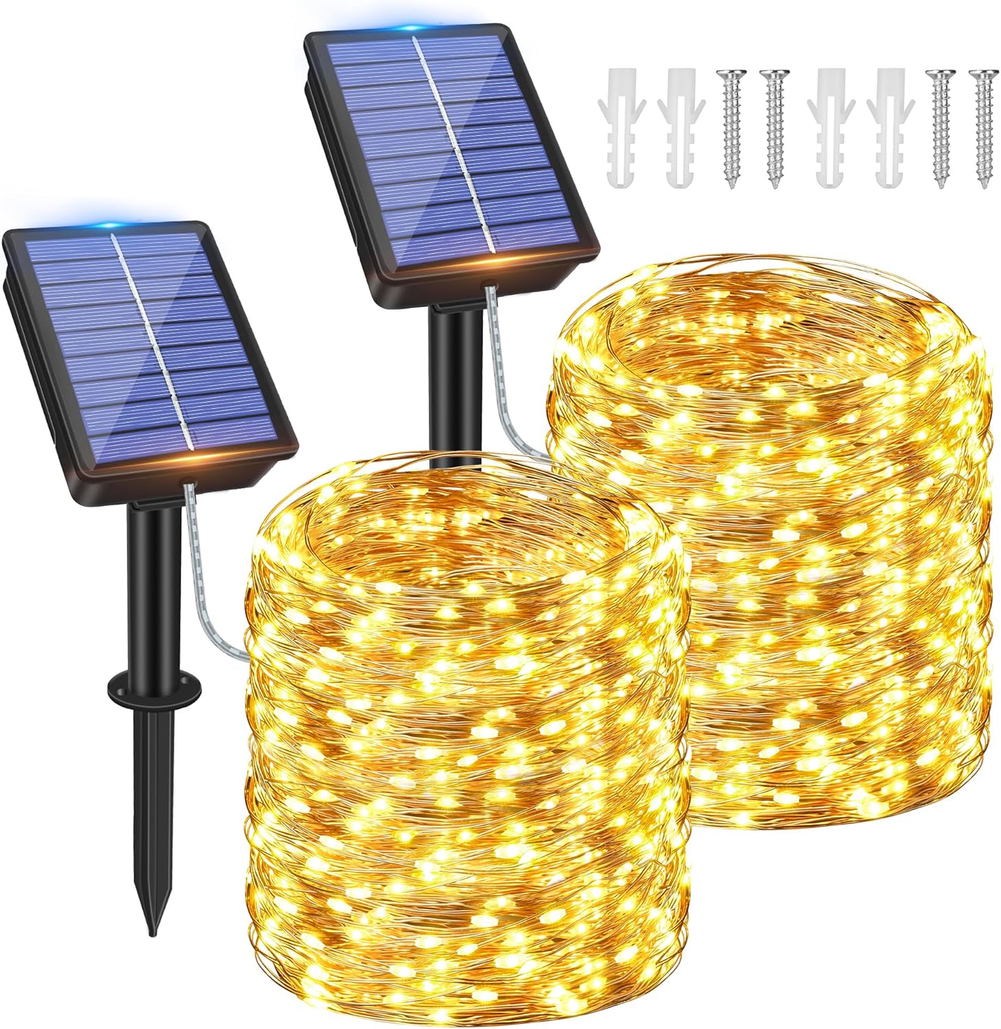 ZeMu Solar Lights Outdoor Garden, [2 Pack] Total 40m 400 LEDs Solar Powered Fair...