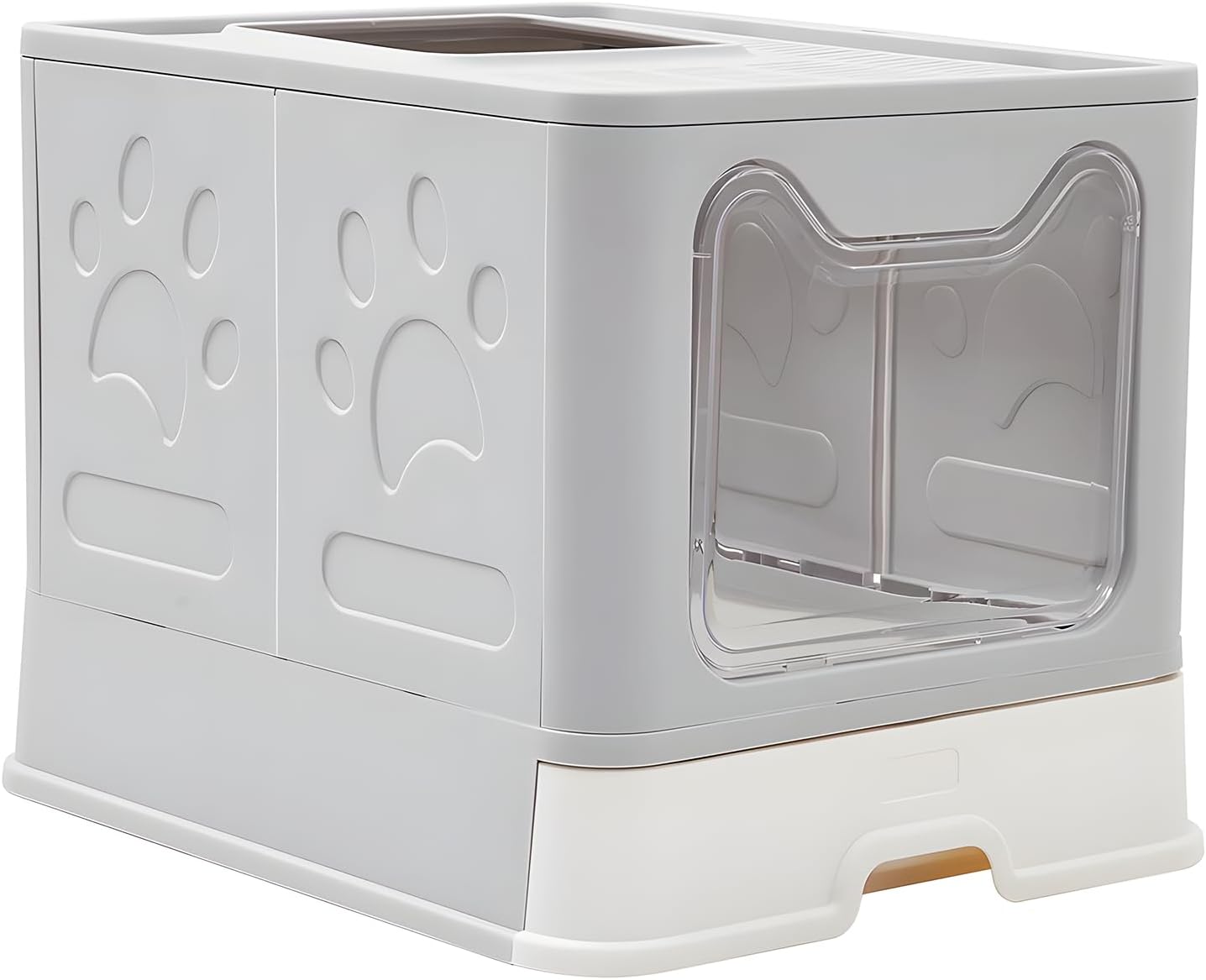 The Fellie Cat Litter Box with Drawer Pan and Scoop, Large Space Foldable Litter...