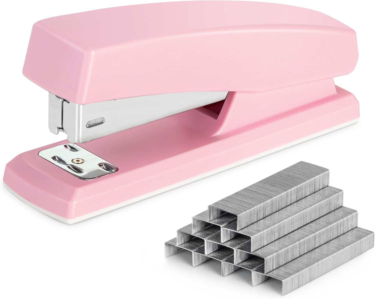 Stapler, Desktop Staplers with 640 Staples, 25 Sheet Capacity, Pink