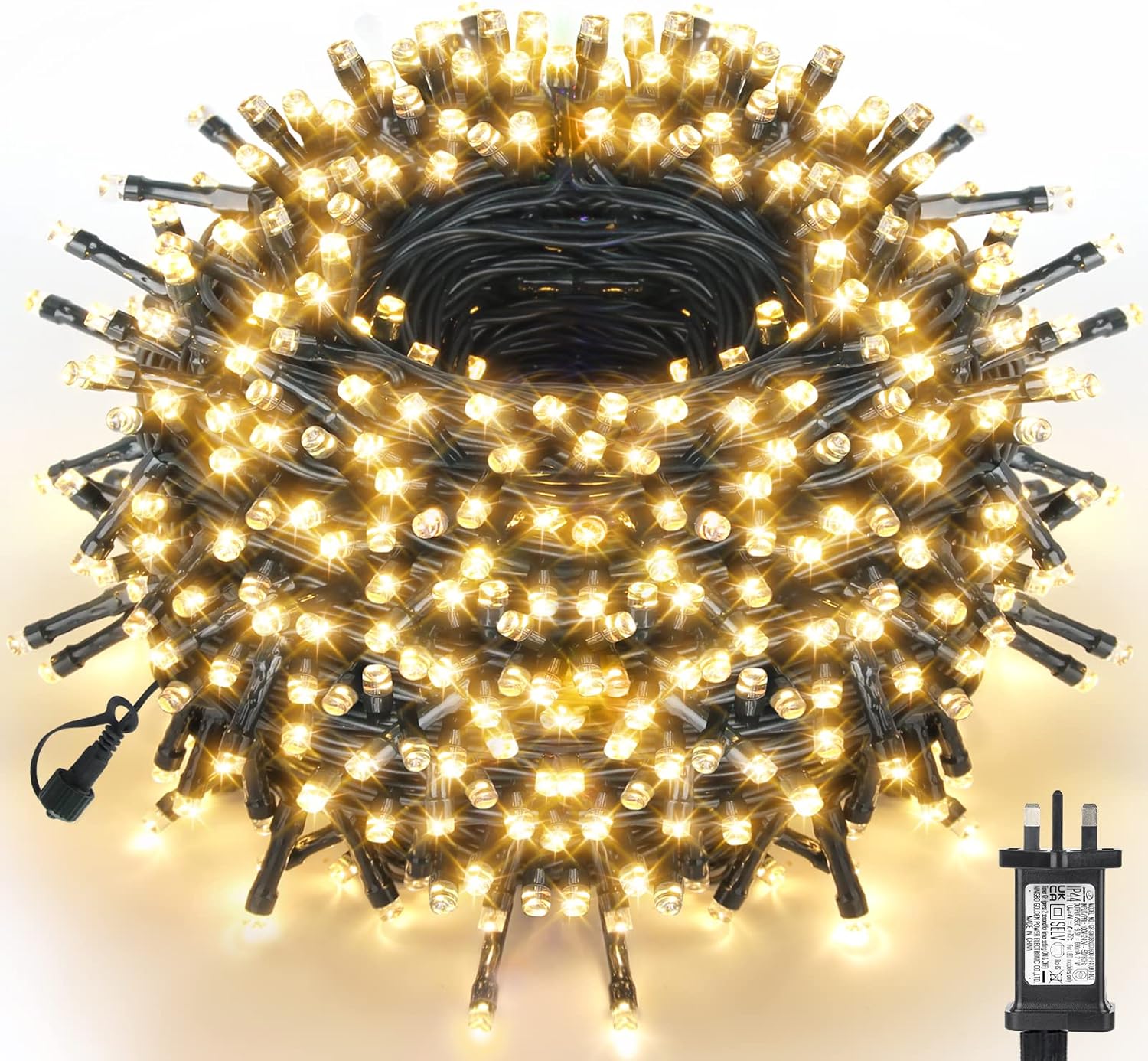 WUJUN 105ft 300 LED Christmas Halloween String Lights, End-to-End Plug 8 Modes M...