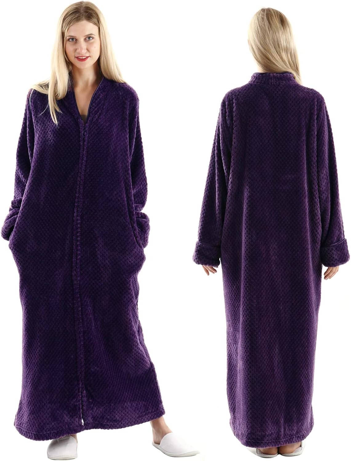 Oksun Womens Plus Size Fleece Dressing Gown, Special Soft Bathrobe Full Length w...