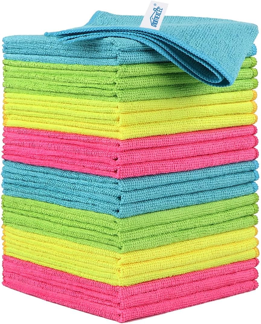 HOMEXCEL Microfiber Cleaning Cloths, 24 Pack Cleaning Towels for Kitchen, Lint F...