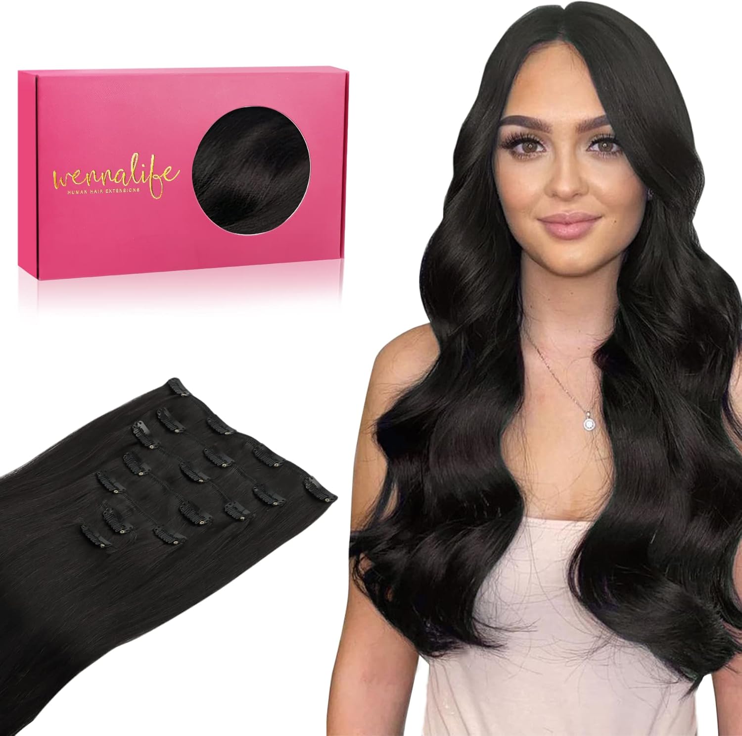 WENNALIFE Hair Extensions, Special Clip In Hair Extensions with 16 Inch Length,...