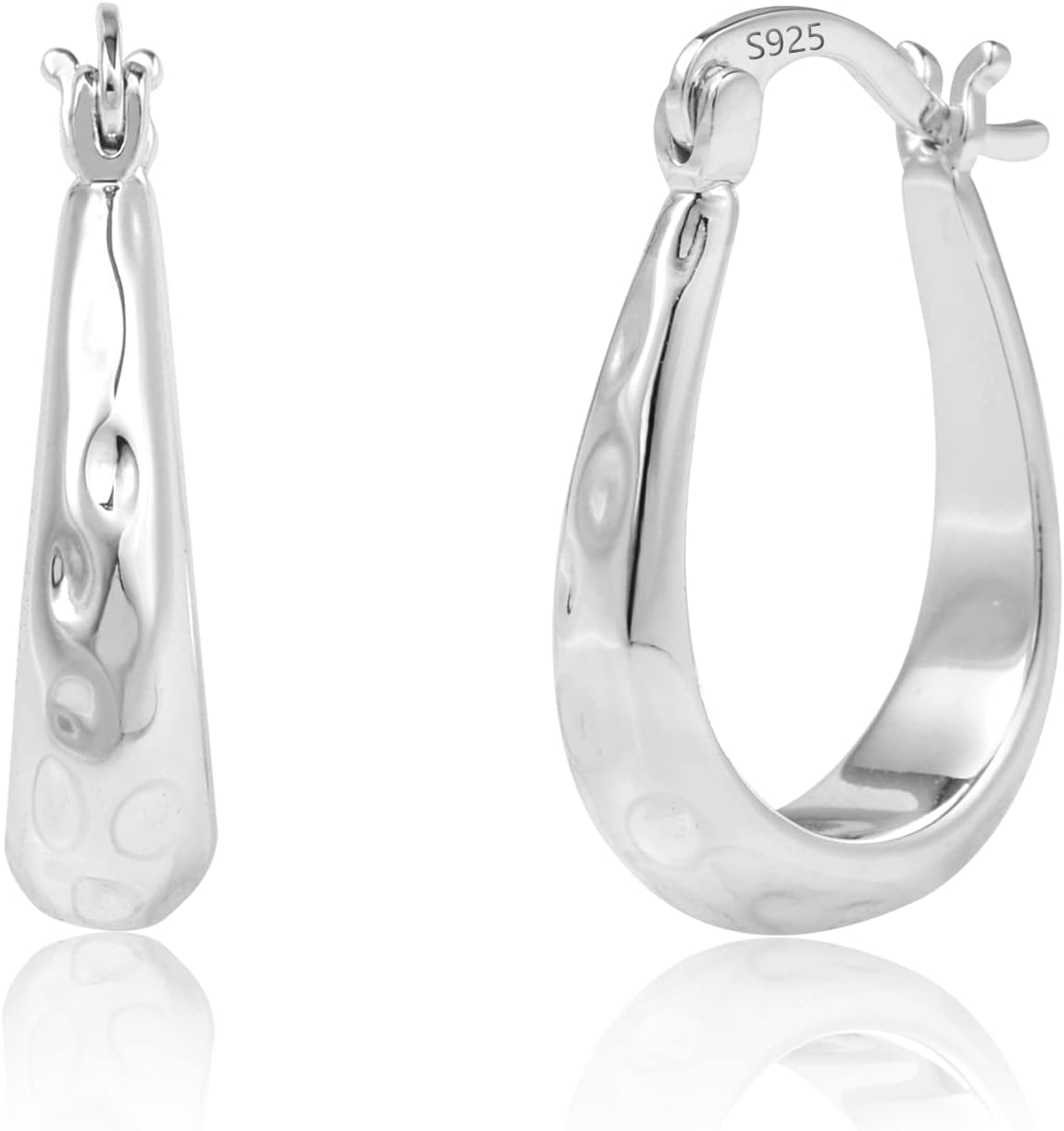 925 Sterling Silver Post Filigree Hoop Earrings for Women Hollow Oval Hoop Earri...