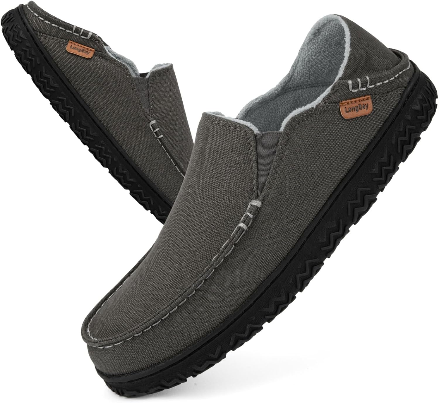 LongBay Men's Moccasin Slippers, Special Microsuede Moccasin House Shoes with Pl...