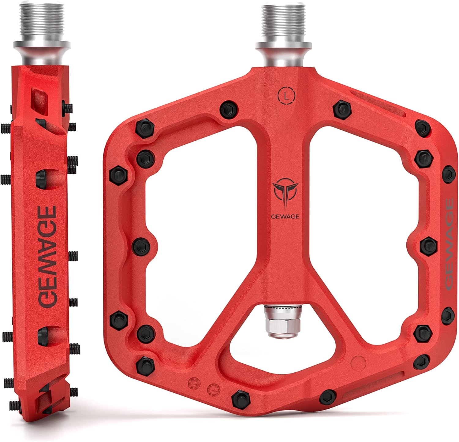 GEWAGE Mountain Bike Pedals, Non-Slip MTB Nylon Fiber Pedals, 9/16" Bicycle Peda...