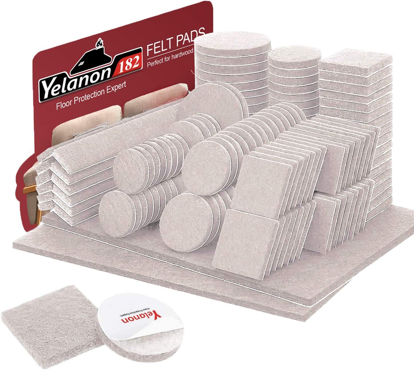 Yelanon Felt Furniture Pads -182 Pcs Furniture Pads Self Adhesive, Felt Chair Pa...