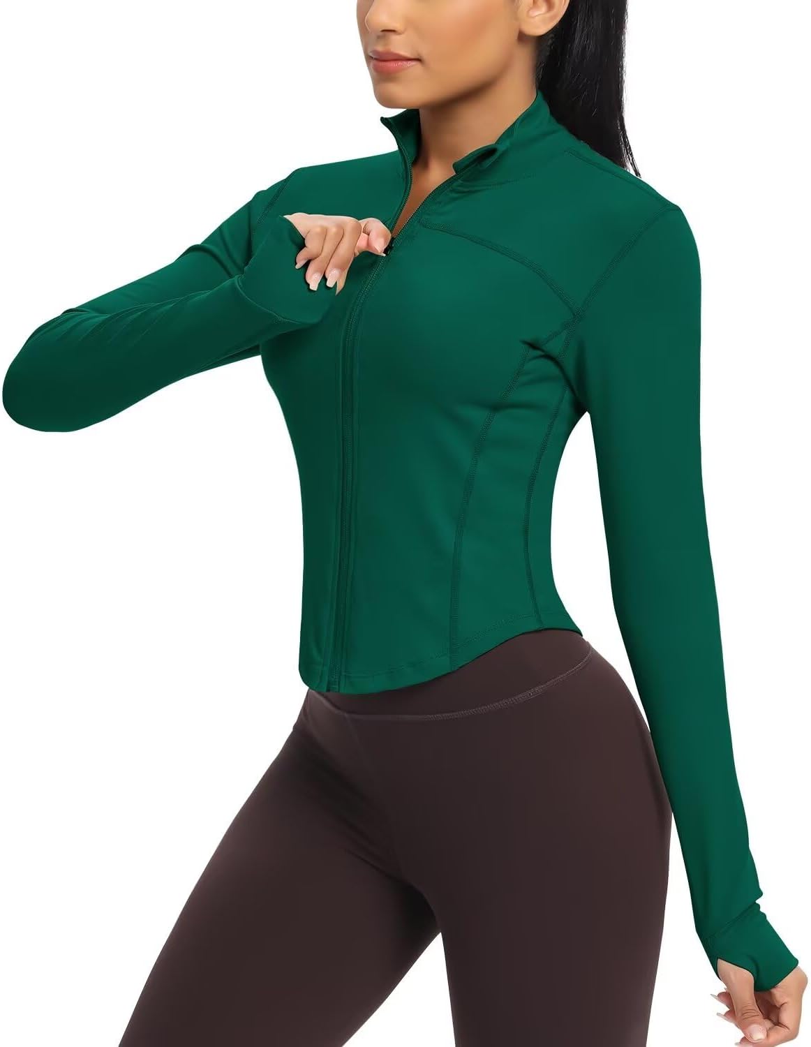 QUEENIEKE Women's Cropped Running Jackets - Zip Up Lightweight Athletic Yoga Gym...