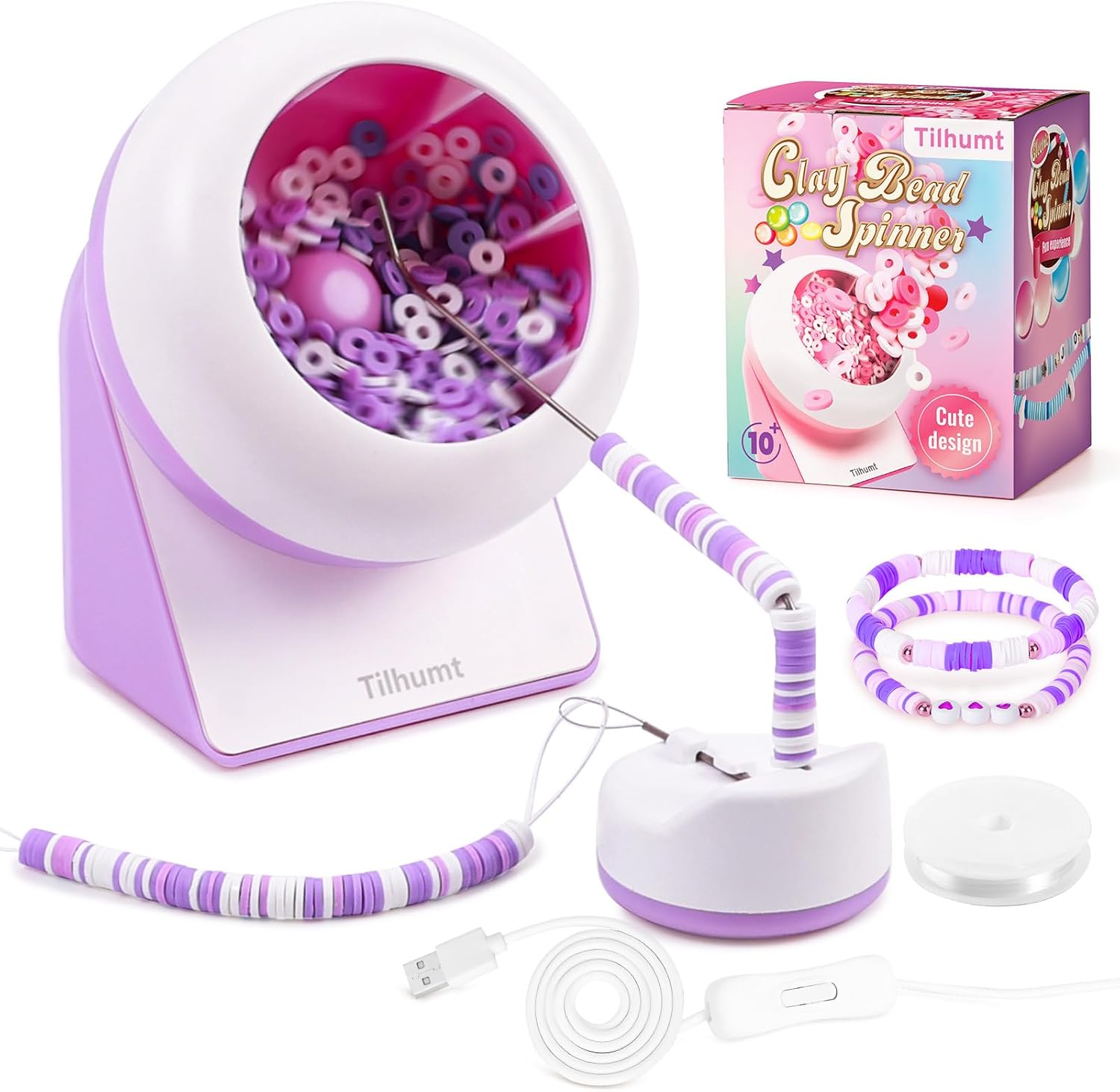 Tilhumt Clay Bead Spinner, Automatic Bead Bowl for Clay Beads, Electric Bead Spi...