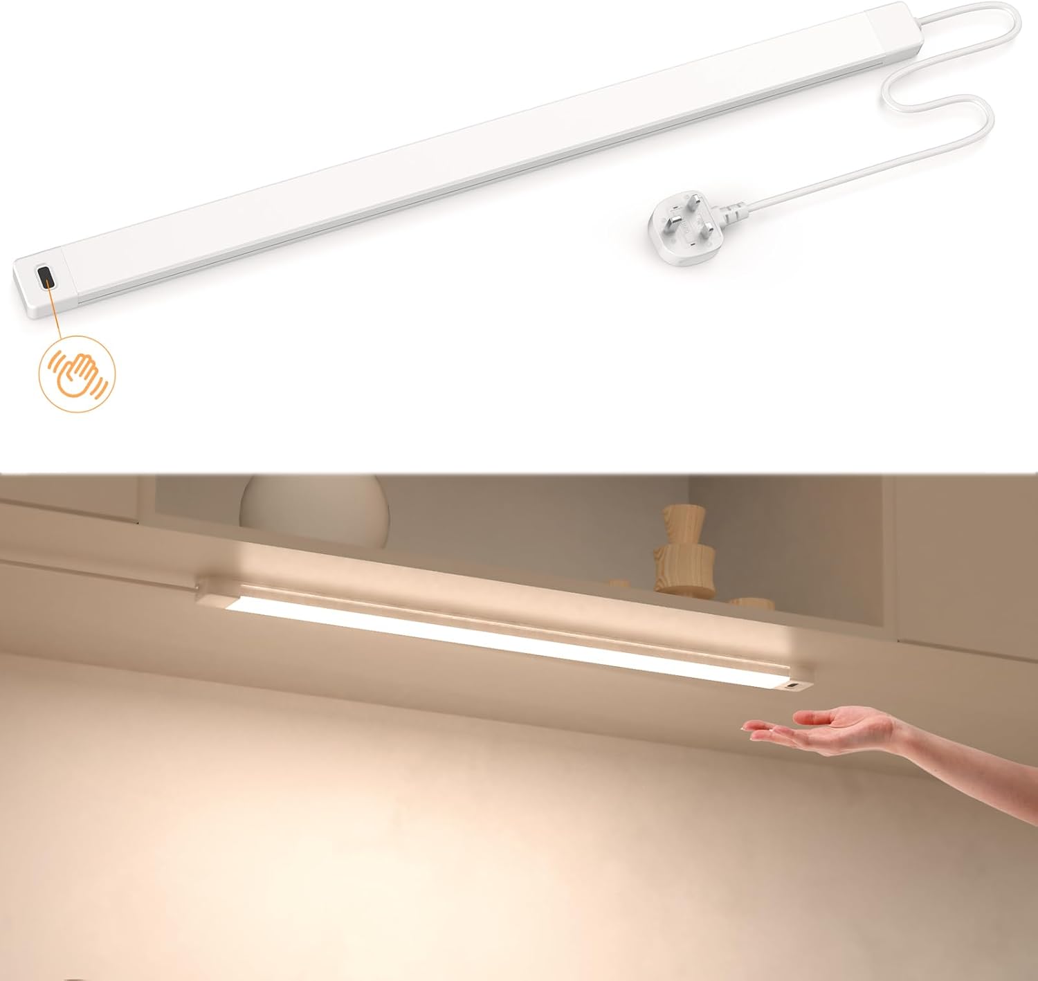 Under Cabinet Lighting, Hand Wave Activated, 41CM 4000K Warm White 430lm, Plug i...