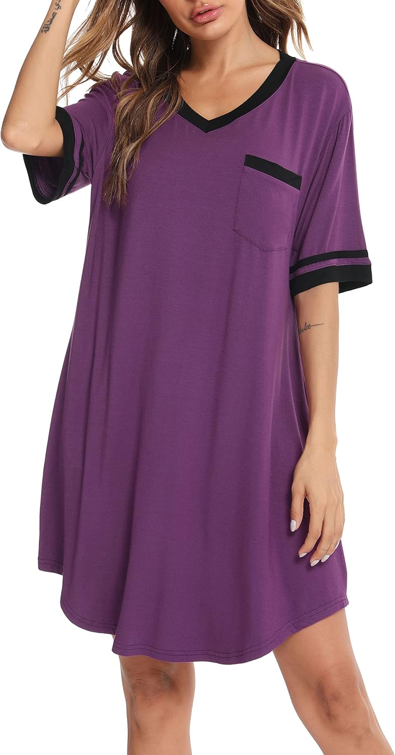 Vlazom Women's Nightgown, Special Sleep Shirt V Neck Nightdress, Affordable Over...