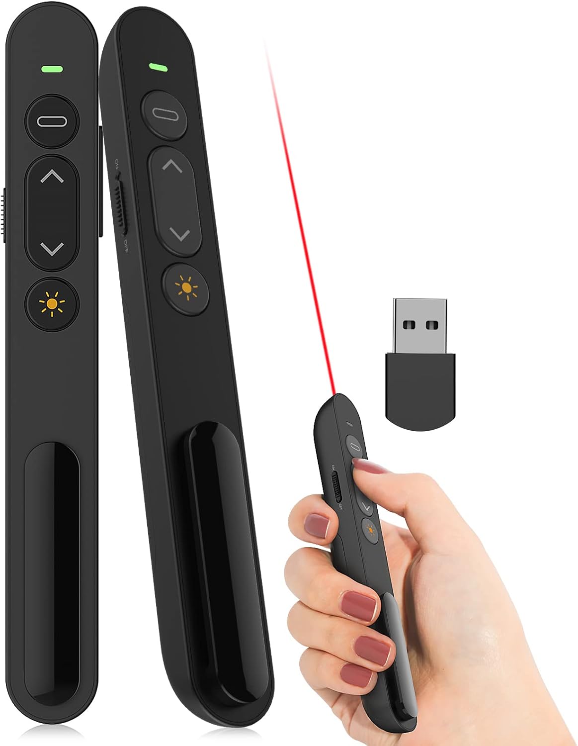 Presentation Clicker, Wireless Presenter Remote with Red Light, Hyperlink, Volum...