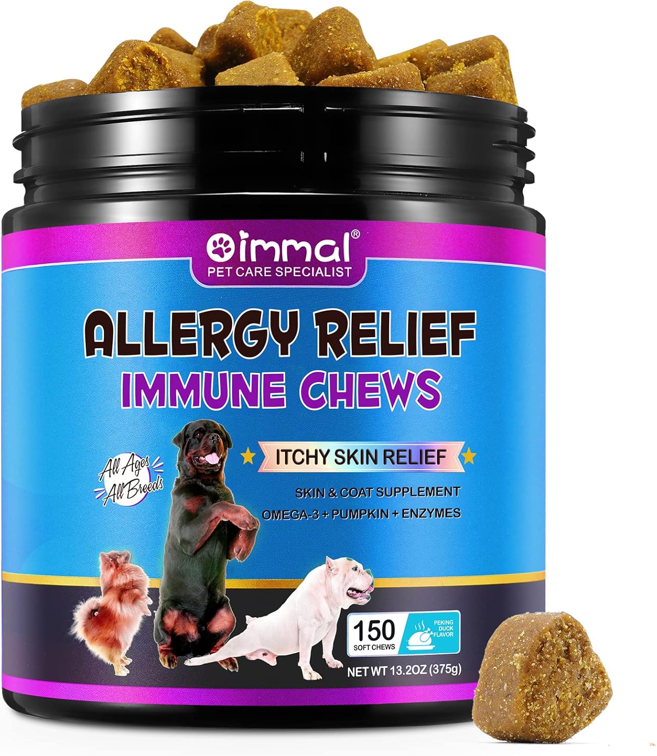ZyranovaE Dog Allergy Relief Chews(Peking Duck Flavor 150 Count)- Allergy Relief...