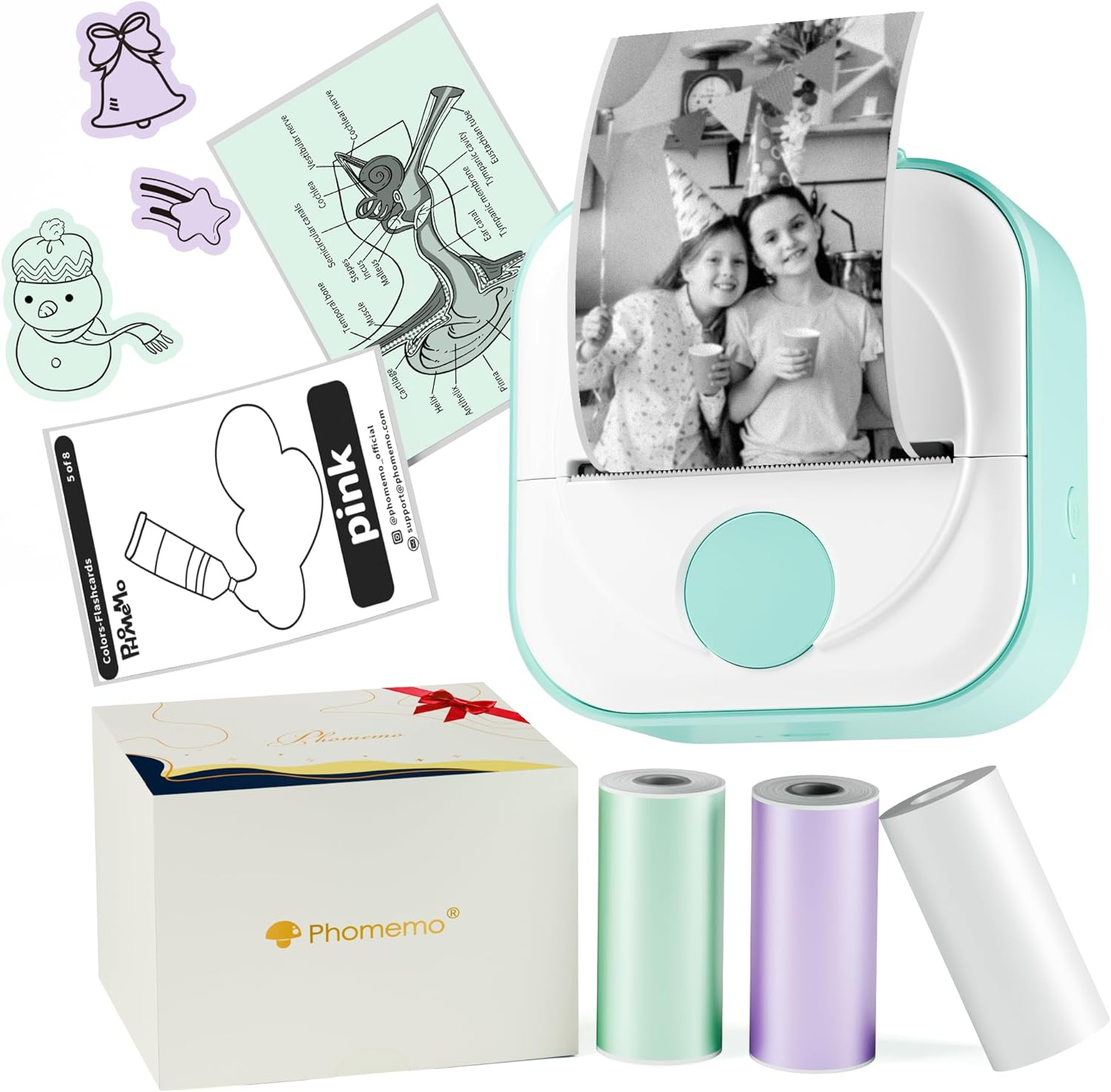 Phomemo Q02 Mini Printer, Special Inkless Sticker Printer for Study, Affordable...