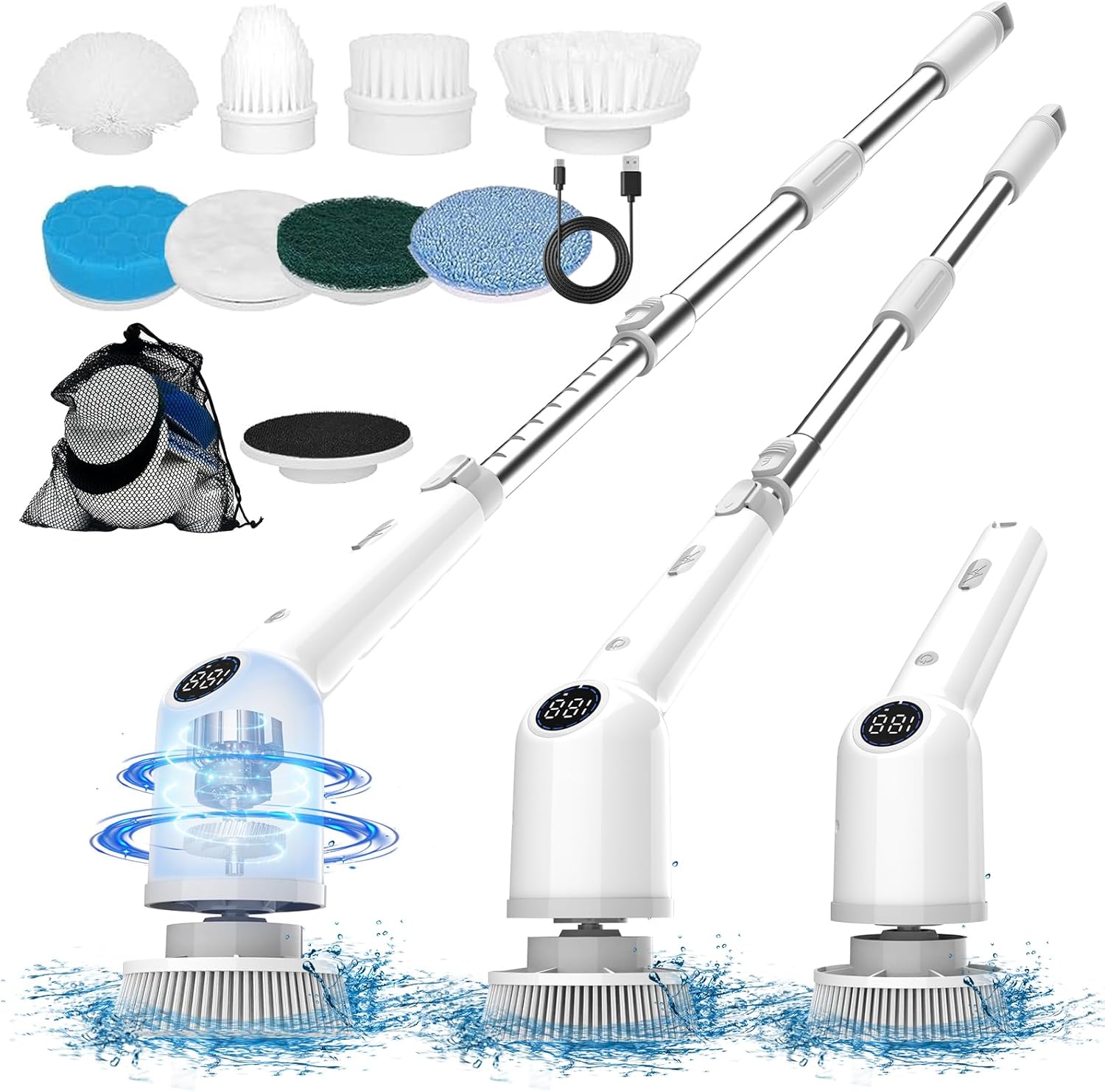 Electric Spin Scrubber,Cordless Cleaning Brush,Shower Scrubber with 9 Replaceabl...