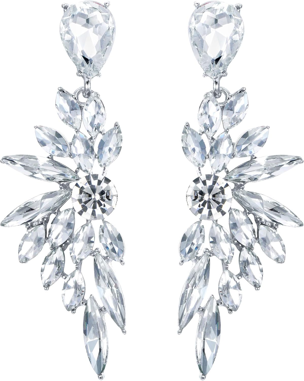 BriLove Women's Wedding Bridal Crystal Teardrop Multi Marquise Cluster Bling Dan...