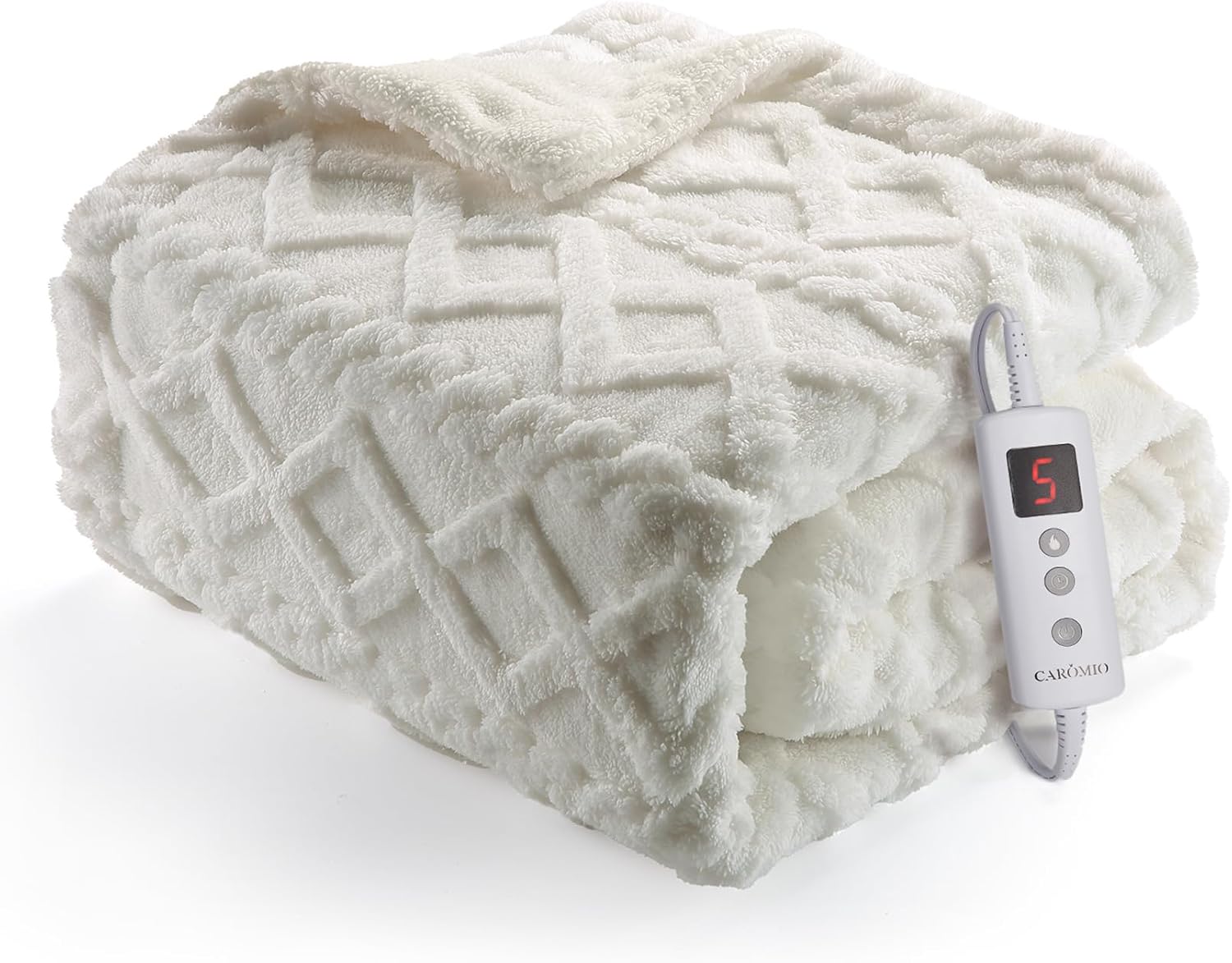 CAROMIO Heated Throw Blanket, Special Electric Blanket Throw with Thick Tufted S...