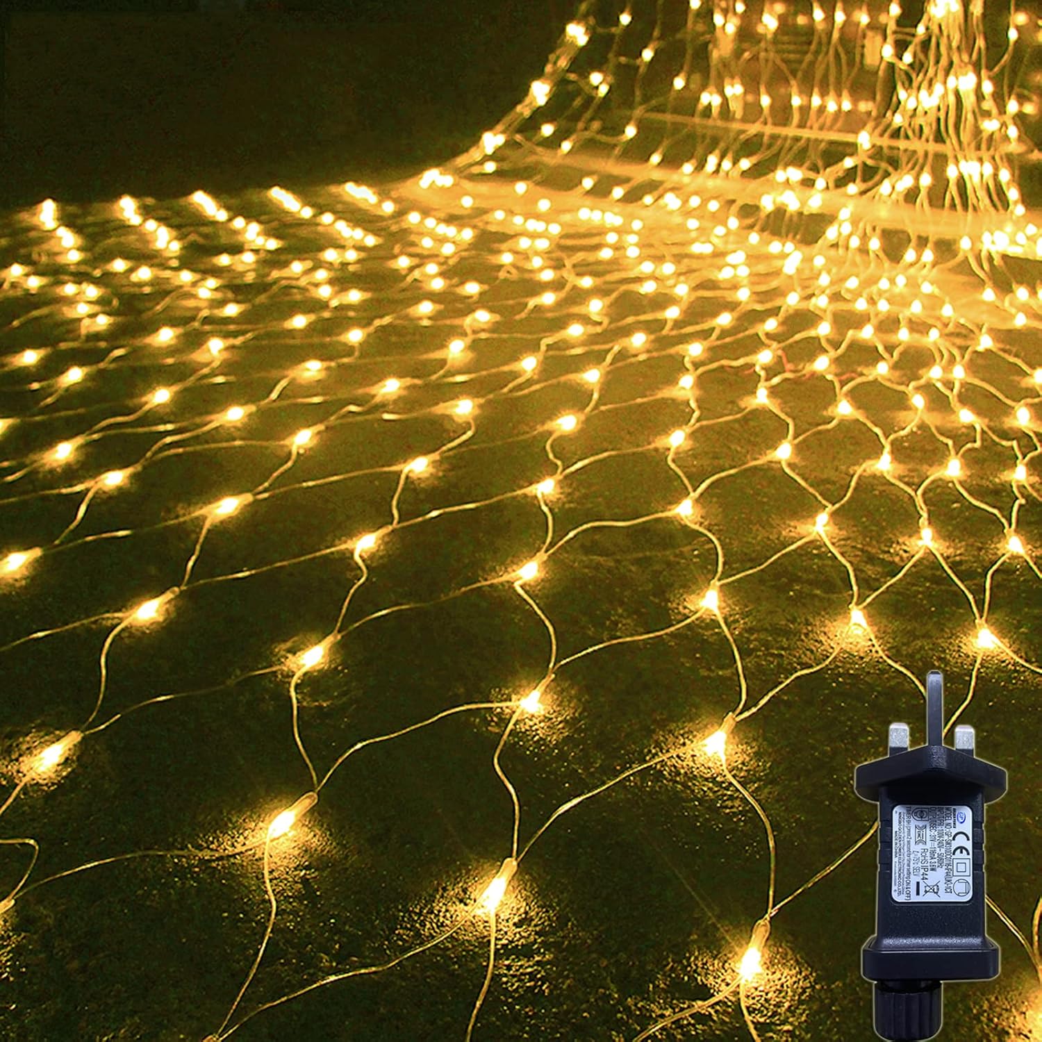 Gresonic Net Fairy Lights Warm White 240LED 3mx3m/9.84ftx9.84ft 8 Mode Timer Mai...