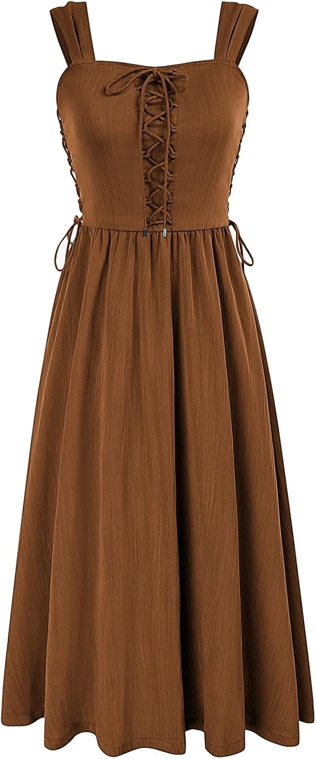 Scarlet Darkness Women Renaissance Dress, Special Summer Midi Dress with Sleevel...